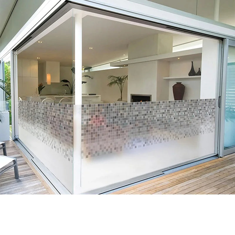 Custom Size Window Film,Translucent Static Cling Glass Films, Mosaic Privacy Stickers, Bathroom, Kitchen, Home, Office Decor