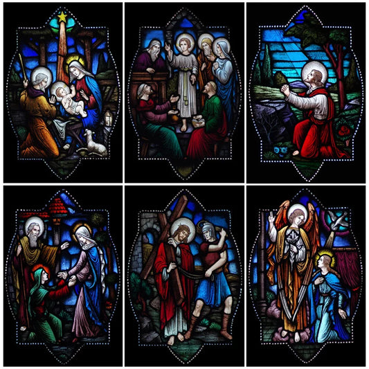 Custom Size Window Glass Films Blackout Opaque Static Cling Reusable Stickers, Mary Jesus'birth Church Door Glass Home Decor