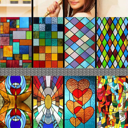Window Film Frosted Stained Glass Films Rainbow Effect Privacy Decorative Static Cling Sticker For Home Kitchen Bathroom Office