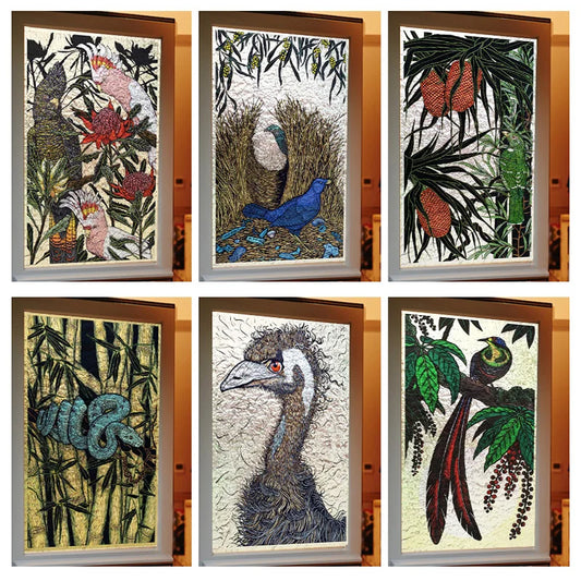 Stained Glass Window Film 3D Frosted Privacy Static Cling Door Stickers Reptile Birds Custom Size For Bathroom Office Home Decor
