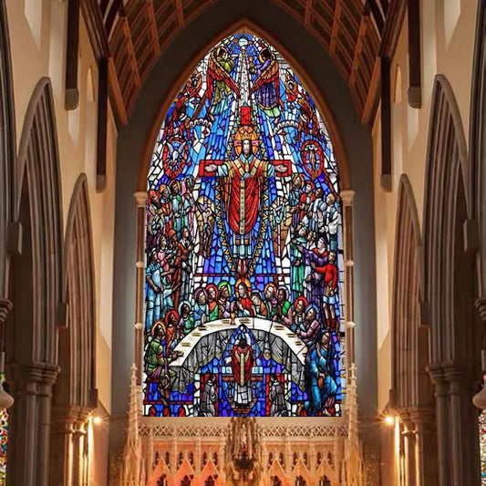 Stained Glass Wndow Film Frosted Glass Sticker Forest Custom Size Church Jesus Last Supper Light Box Poster Home Decor