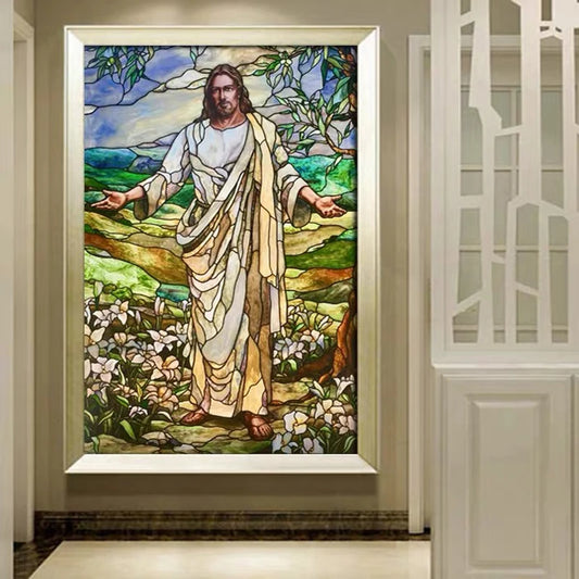 Custom Size Jesus Christ Window Glass Films Sticker Paper Self-Adhesive Door Stickers European Church Style For Home Office