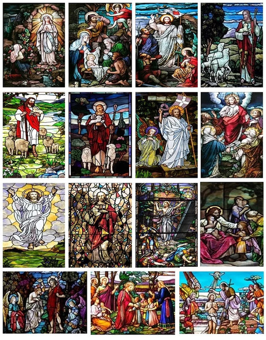 Custom size Christian Pictures Window film Door sticker Wall stickers Glass decor church Jesus  self-adhesive Stained Opaque