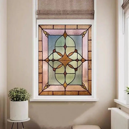 Custom Electrostatic Frosted Stained Glass Window Film,PVC Self-Adhesive Window Films,Retro Church Home Decor Foil Stickers