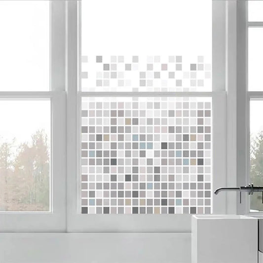 Custom Size Window Film,Translucent Static Cling Glass Films, Mosaic Privacy Stickers, Bathroom, Kitchen, Home, Office Decor