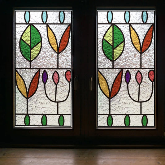 Windows Glass Films Stained Glass Door Stickers Frosted/3D Etched/Transparent Customized size Leaves for Kitchen Office Bathroom