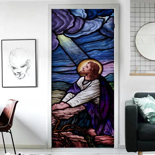 Jesus Christ  Stained Window Glass Films Frosted Stickers For Kithchen Sliding Door Hallway Shower Room Home DecorCustom Size