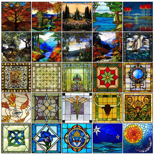 Window Film Stained Glass Films Frosted Privacy Static Cling Retro Sticker For Bathroom Cabinet Door Home Decor Skylight Covers