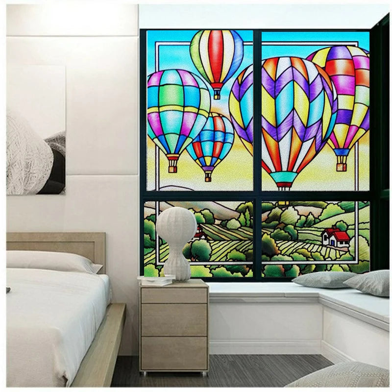 Window Film Frosted Stained Glass Films,Customized Art Deco Design Colour Static Cling Sticker,Home Decor Foil Window Treatment