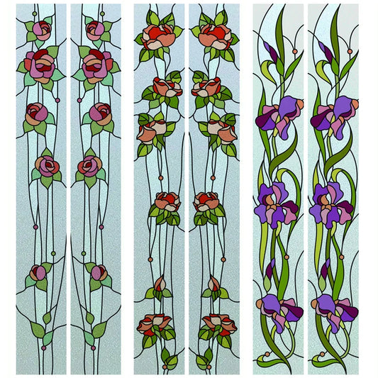Custom size Stained Glass Window Film Door Sticker black paint Frosted Static Cling Art Colored Glass Frame decoration