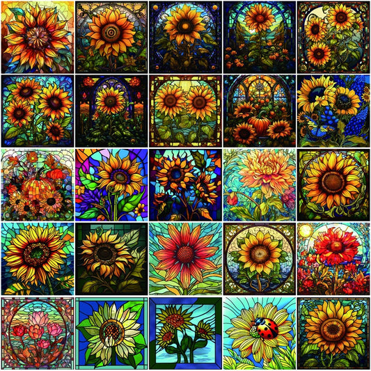 Custom size Window Film Stained Glass Films Frosted Privacy Static Cling Sunflower Sticker Bathroom Skylight Decor