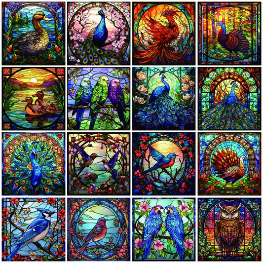 Custom size Window Film Stained Glass Films Frosted Privacy Static Cling Retro Bird Peacock Sticker Bathroom Skylight Decor