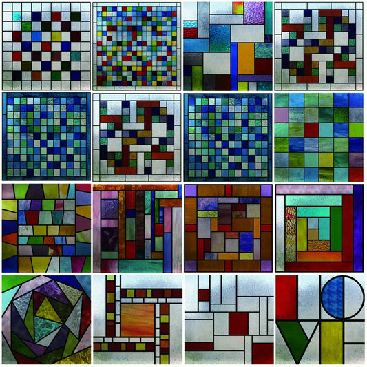 Window Film Frosted Stained Glass Films,Customized Art Design Mosaic Static Cling Sticker,Home Decor Foil Window Treatment