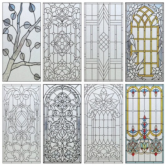 Window Film Frosted Stained Glass Films Church Static Cling Privacy Films Door Sticker Kitchen Office Home Decor Customized