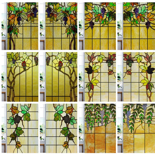 Window Film Frosted Stained Glass Films,Customized Privacy Static Cling,Retro Vintage Sticker,Office Home Decor