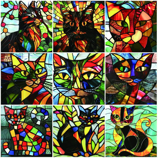 Custom size Window Film Stained Glass Films Frosted Privacy Static Cling cat Sticker Bathroom Skylight Decor