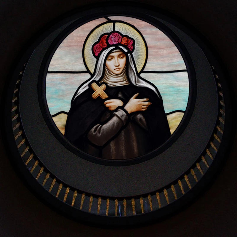 Custom Frosted Stained Glass Window Film,PVC Static Cling Films,Patron Saint of Catholic Church Decor Foil Stickers