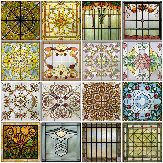 Custom size Window Film Stained Glass Films Square Window Sticker Privacy Frosted Static Cling Home Decal for Glass Door Office