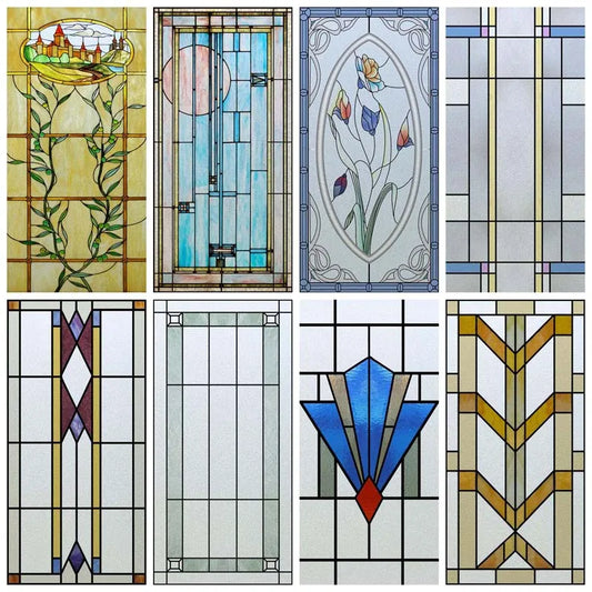 Window Film Frosted Stained Glass Films,Customized Privacy Static Cling,Vintage Door Sticker,For Office Bathroom Home Decor