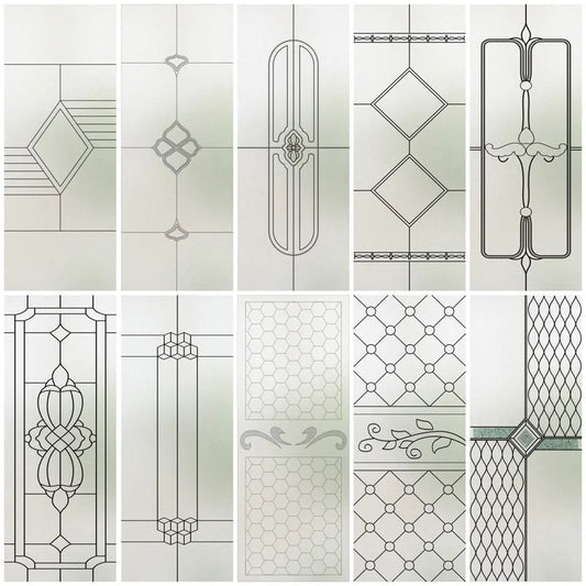 Custom Size Stained Glass Window Film,Frosted Privacy Static Cling,Privacy Films Door Sticker,Kitchen Bathroom Home Decor