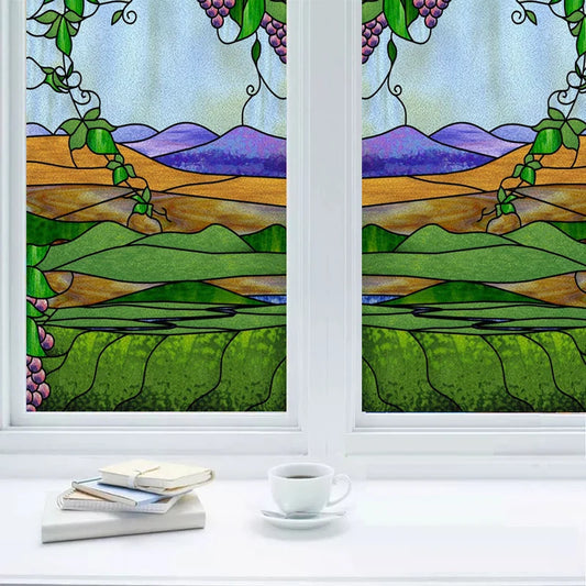 Custom size Glass Films,Stained Glass Stickers,Static Cling,Frosted Privacy Print Tree,For Window Door Home Decor