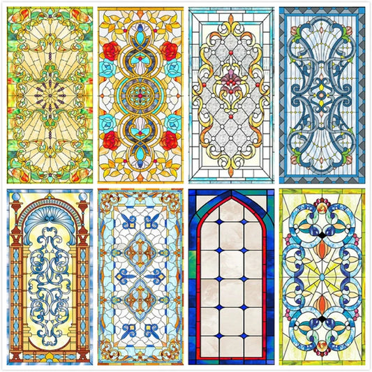 Custom size electrostatic frosted stained glass window film church home foil door stickers PVC self-adhesive window films