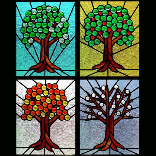 Custom size Window Film Stained Glass Films Frosted Privacy Static Cling Colorful Stickers Bathroom Skylight Decor Lucky Tree