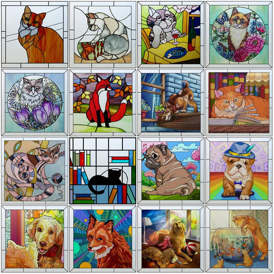 Window Film Frosted Stained Glass Films,Customized  Colour Static Cling Sticker,Home Decor Foil Window Treatment,Cat