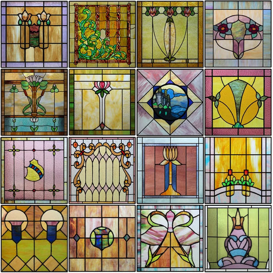 Custom size Glass Film/Stained Glass Sticker Frosted Privacy Static Cling Retro Vintage Pattern Shower Bathroom Office Home Deco