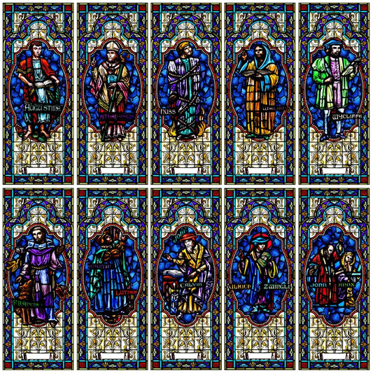 Religious Stained Glass Films,Frosted Window Sticker,Christ Gothic Styles Painting,for Church Prayer room House of Worship Home
