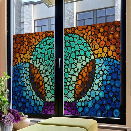 Custom size Stained Glass Window Film,Mosaic Color printing Frosted Static Cling,Art Colored Glass Films Sticker Home Decor
