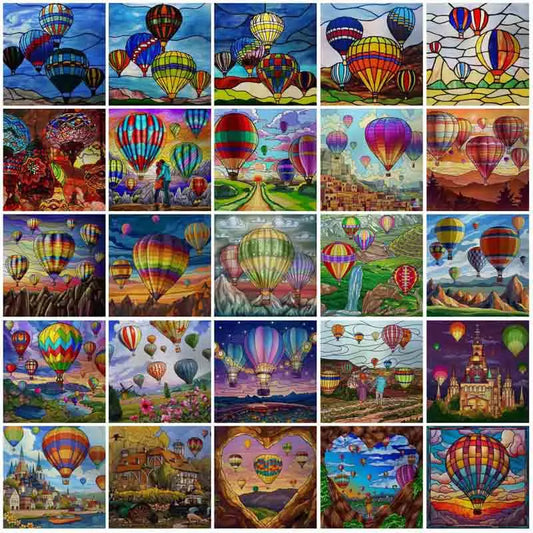 Custom size Stained Glass Wndow Film,Satic Cling Window Films,Decor Foil Stickers Window Treatment For Square Glass Hot air ball