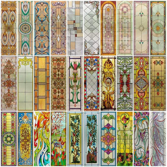 Customized Window Film,Frosted Stained Glass Films,Church Static Cling,Privacy Retro Sticker,For Kitchen Office Home Decor