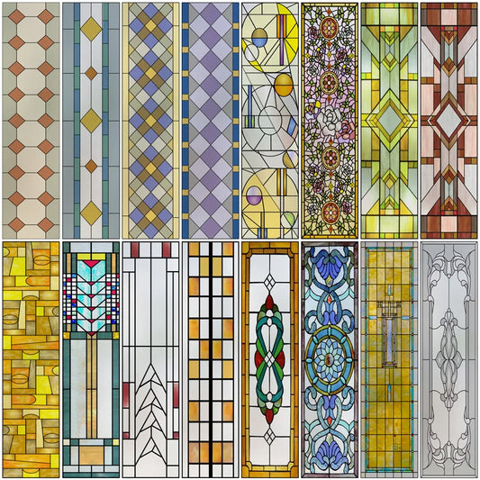 Window Film Frosted Stained Glass Films,Church Static Cling,Privacy Retro Door Sticker,Kitchen Office Home Decor Customized