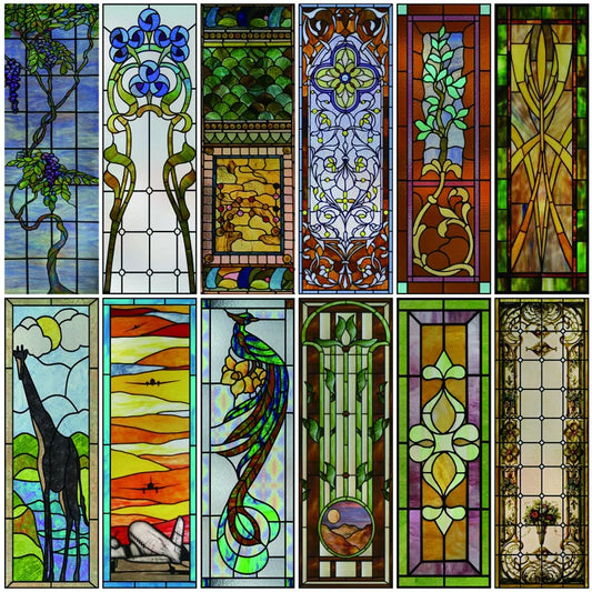 Custom size Window Film Stained Glass Films Frosted Privacy Retro European Church Style Colorful Door Sticker Shower Bathroom