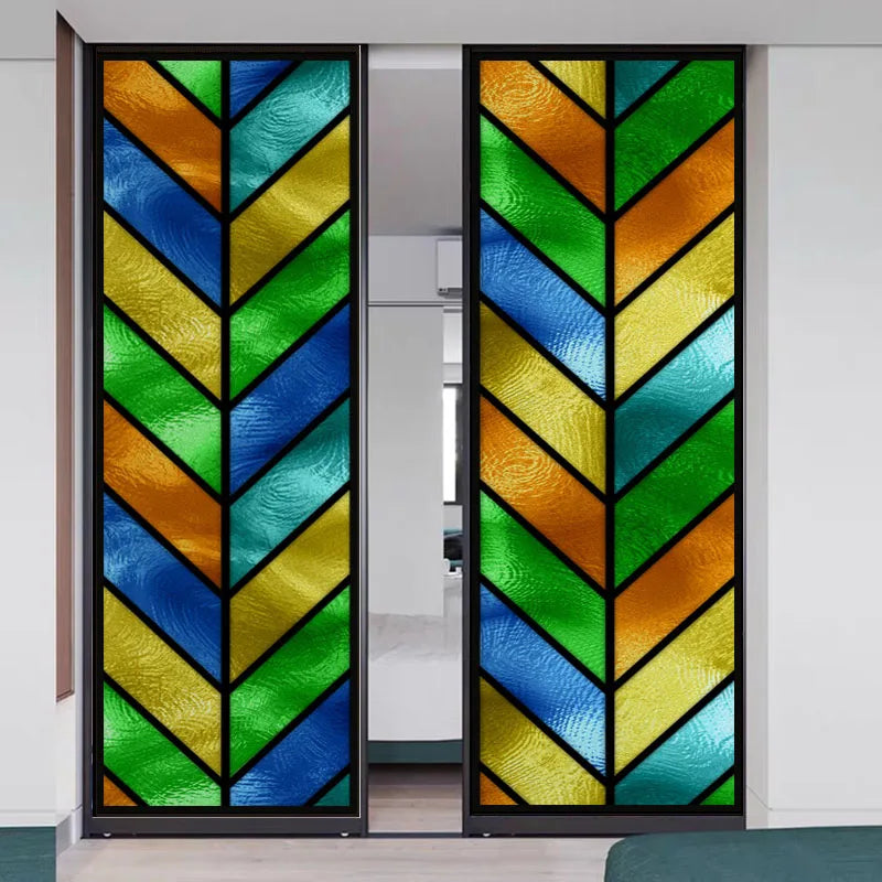 Window Film Frosted Stained Glass Films,Frosted Privacy Reusable Home-Decor Sun Catcher Mosaic Rainbow Color Window Covering