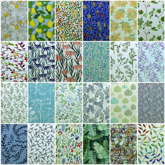 Window Film Frosted Stained Glass Films Customized Privacy Static Cling  For Bathroom Door Sticker Lemon Fruit Tree Flower