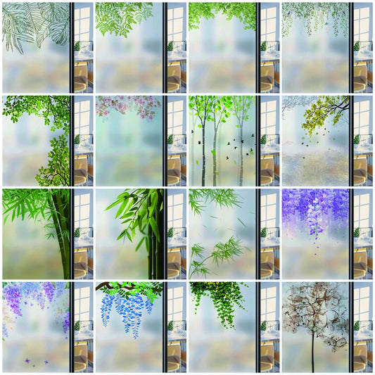 Window Film Frosted Stained Glass Films,Customized Decor Design Leaf Static Cling Sticker,Home Decor Foil Window Treatment
